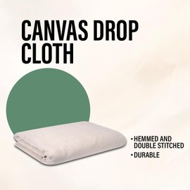 TOALLA_DROPCLOTH_12X15_Natural ft Pack of 1-8oz Painters Drop Cloth for Painting - Canvas Tarps for Floor & Furniture Protection - All Purpose Canvas Fabric Painting Drop Cloths