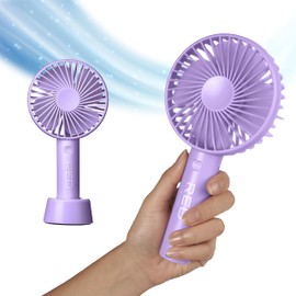 Red by Kiss Handheld Fan, Mini Portable Personal Desk Fan with USB Rechargeable, 3 Speed Long Lasting Powerful Small Fan for Makeup Travel Home Office Lace Wig Eyelash Face Nail (Purple)