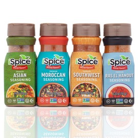 iSpice, Spice Set, Seasoning Gift Set Includes Asian, Moroccan, Southwest, Ras El Hanout For Cooking 4 Pack GERONIMO