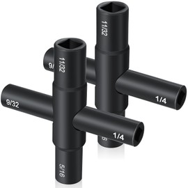 Honoson 2 Pieces 4 Way Sillcock Water Key 1/4", 9/32", 5/16", 11/32" Hose Bib Key Steel Sillcock Wrench Water Utility for Faucet Hose Bib Spigot Valve(Black)