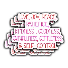 3Pcs Love Joy Peace Patience Kindness Goodness Faithfulness Gentleness and Inspirational Quotes Vinyl Stickers for Laptops Water Bottles Phones Tumblers Notebooks Cars Mugs Size 2.4 x 3 Inch