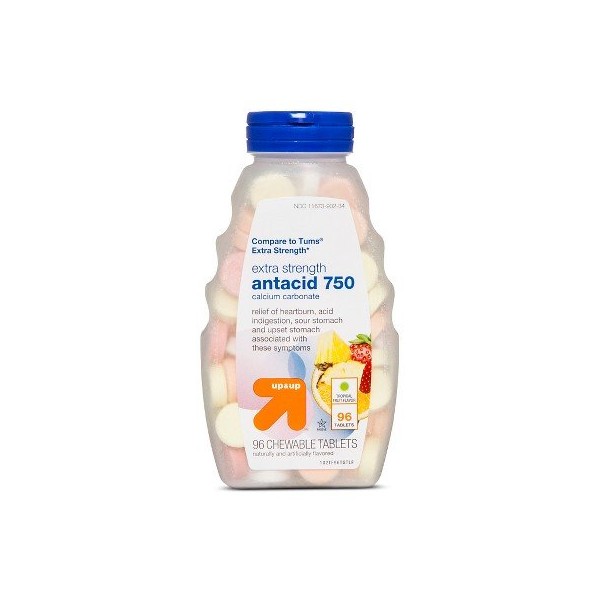 Extra Strength Antacid Chewable Tablets. Tropical Fruit Flavor 96ct. Up&Up