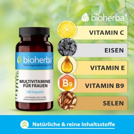 Multivitamine für Frauen Kapseln – 200 Stück mit Eisen und Selen zur Ergänzung einer ausgewogenen Ernährung von BIOHERBA PZN 19642008