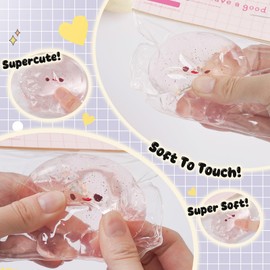 Taba Squishy Toys, Cute Kawaii Cat Paw Squeeze Toys ,Sticky Squishy Fidget Toys Silicone Squeeze Toy for Stress Relief,Cute Soft Sticky Toys,Best Valentines Gift for Anniversary (Jellyfish)