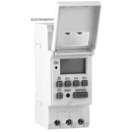 Electrodepot 220V Time Relay Switch Programmable 7 Day 24Hr timer 16 Shedules, Battery Backup
