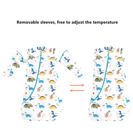 Chilsuessy Baby Sleeping Bag Winter Removable Sleeves Warm Lined 3.5 Tog Winter Sleeping Bags Boys Girls Sleeping Bag for Toddlers from 6 Months to 6 Years, Dinosaur World, M (75-90 cm)