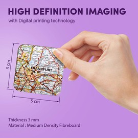 1 x quadratischer MDF-Kühlschrankmagnet - Frankfurt Deutschland Reisekarte 45065