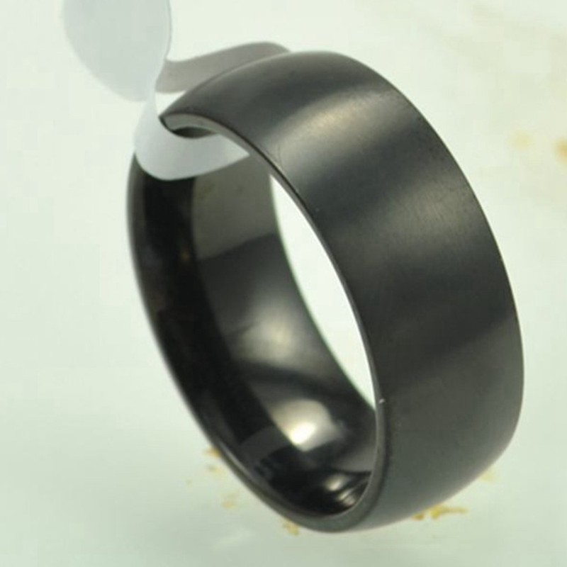 8mm Brushed Matte Solid Titanium Ring Wedding Band (Black, 9.5)