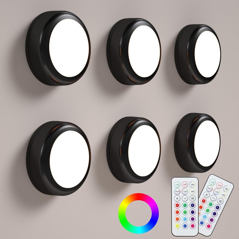 BESTDLCLITE LED Puck Lights with Remote, 13-Color Under Cabinet Lighting