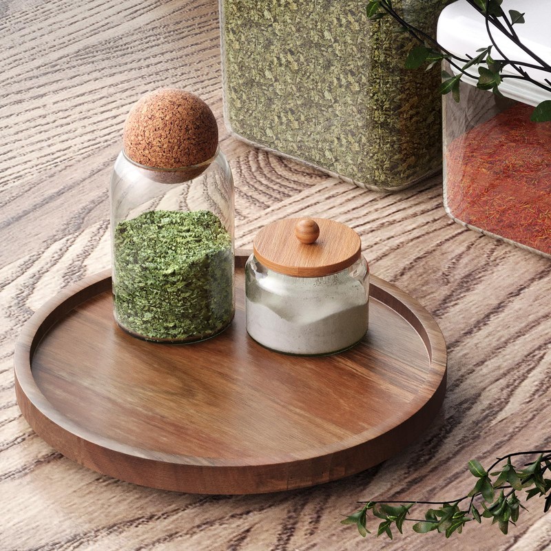 VERTORGAN Lazy Susan Organizer for Kitchen,Acacia Wood Turntable for Cabinet,