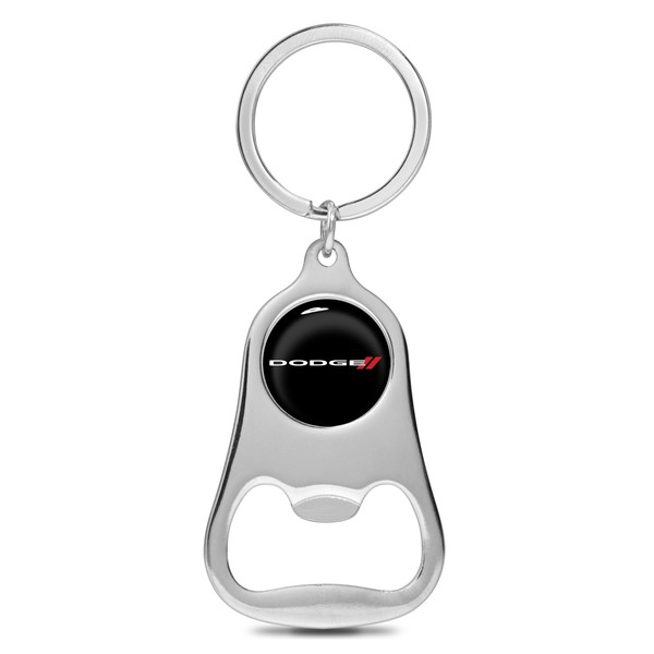 iPick Image for Dodge Black Logo Chrome Finish Flat Bottle