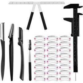 7pcs Recortador De Cejas Portátil De Acero Inoxidable Herramientas Belleza Perfilador Navaja Cepillo Diseño Cejas Microblading Vernier Plantillas Maquillaje Eyebrows