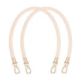PATIKIL Braided Purse Straps 60cm / 23.6", 2 Pack PU Leather Handbag Handles Replacement with Gold Buckle for DIY Purse Handbag Tote Making Accessories, Cream