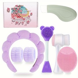 Set de Cepillo Limpiador - Incluye Cepillo Limpiador, Banda para el Pelo y Raspador para Eliminar Puntos Negros, Herramientas Porttiles para el...    