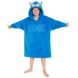 Sonic Hoodie Blanket Kids Boys Plus Size Cuddly Blanket with Sleeves, Warm Fleece Hoodie Teenager Portable Blankets Hoodie Boys, Blue 3D