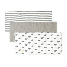 MONICA + ANDY 3 Pack Burp Cloth Bundle - Organic Cotton Muslin Burp Cloths - Unisex Burp Rags for Infant Boys & Girls - Essentials for Feeding, Teething, and Drooling Newborn Babies (Grey)