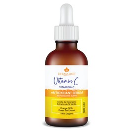Dermaline Vitamin C Serum for Face with Hyaluronic Acid and Jojoba Oil, Hydrating, Brightening, and Deep Moisturizing Age Control to Diminish Fine Lines and Wrinkles
