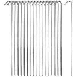 QWORK Metal Tent Stakes, 120 Pack 9-Inch Heavy Duty Camping Tarp Stakes, Galvanized Steel Garden Edging Fence Hooks, Canopy Anchors
