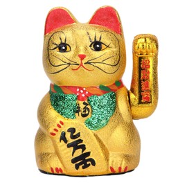VanEnjoy 6.77" Beckoning Ceramic Maneki Neko Lucky Fengshui Cat
