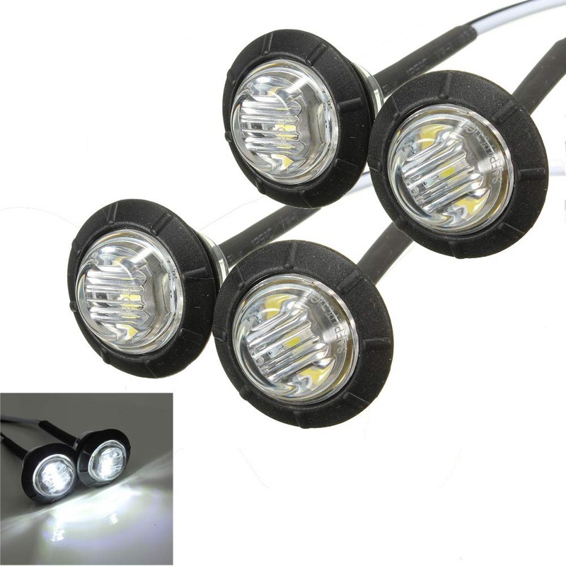 Ricoy 3/4" Round White LED Front Rear Side Marker Indicators