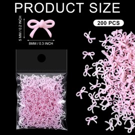 Foilswirl 200 Pcs Bow Decorations for Party Mini Bows for Crafts Resin 0.2 Inch White Pink Embellishments Small Coquette Birthday Party Ornaments for DIY Bridal Shower Wedding Favors(Light Pink)