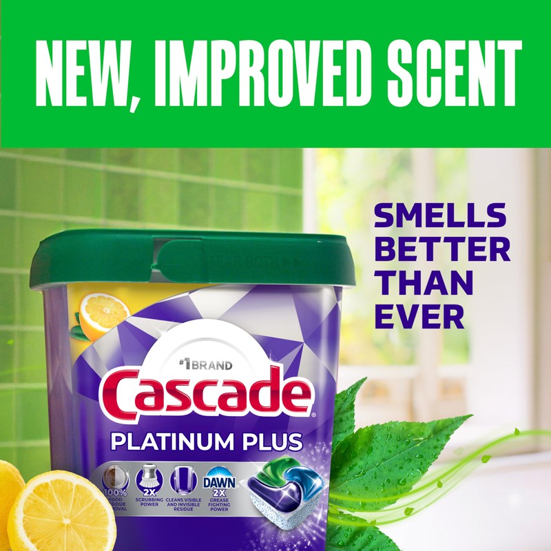 Cascade Platinum Plus Dishwasher Pods, Dishwasher Detergent, Dish Detergent Soap,