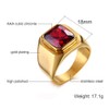 PMTIER Men's Stainless Steel Simple Gold Plated Ring with Square