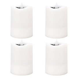 4Pcs Solar Powered LED Candle Light Yellow Flicker Tea Lamp Courtyard Solar Decorative Lamp for Festival Wedding Party Home Decor