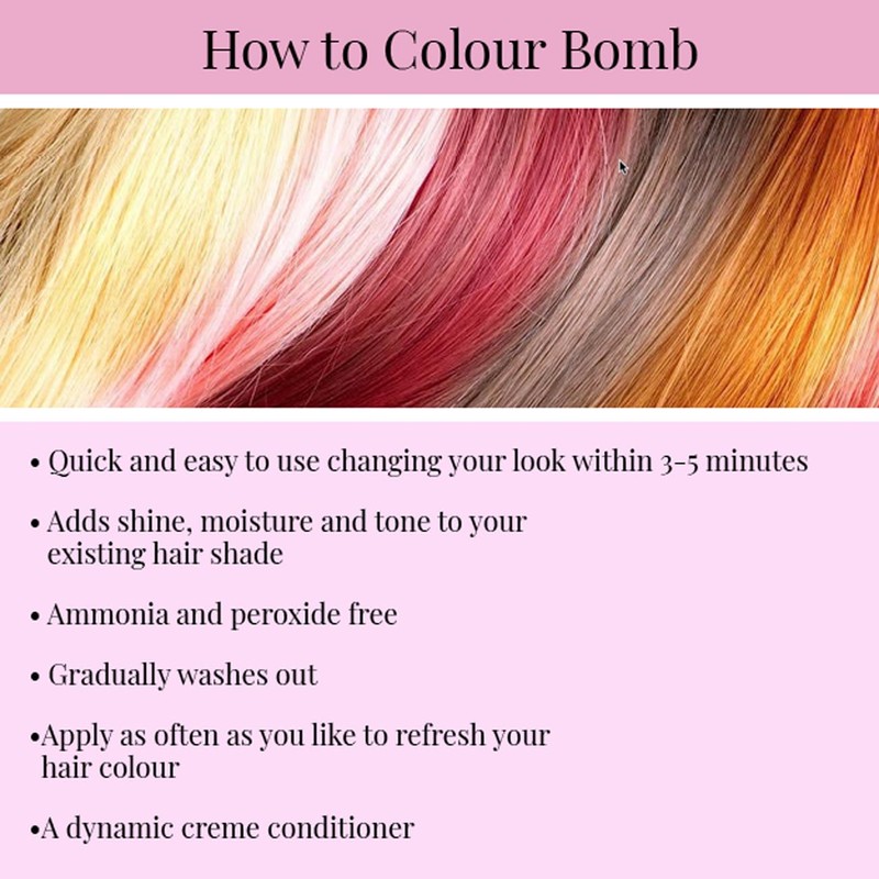 Colour Bomb, Pink 250ml, Colour Depositing and Creme Conditioning Hair