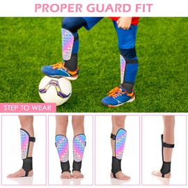Ausletie Soccer Shin Guards for Kids Girls Toddler, Shin Pads Shin Guard Equipment with Ankle and Leg Calf Protection Shin Guards Soccer for Kids 2-7 Years (Rainbow Mermaid, X-Small)