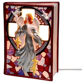 Cosmos Night Light Cross Mosaic Book, 5 1/4" x 3 1/4" x 7"H