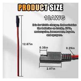 GLSOWEE 5PCS 10 Gauge 2 Pin Quick Disconnect Polarized Wire Harness, 12 Inch SAE Connector Bullet Lead Cable, Automotive Heavy Duty Extension Cable for Car Motorcycle Boat Tractor (10 AWG)