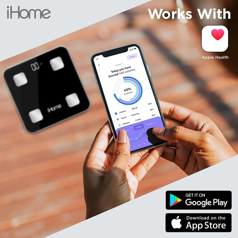 iHome Digital Bluetooth Smart Scale for Body Weight, Weight Scale,