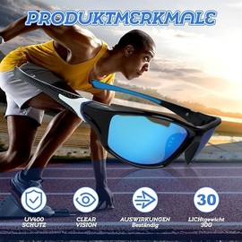 ROTKUSZ 3 Stück Schnelle Brille, Schnelle Brille Herren Damen Sport Sonnenbrille Herren UV400 Schutz Winddicht Sonnenbrille Herren Sport für Radfahren Bergsteigen Outdoor Aktivitäten