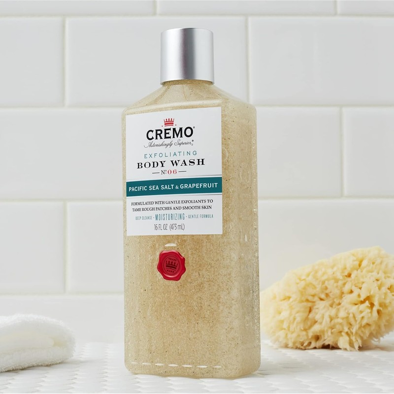 Cremo Exfoliating Body Wash, Pacific Sea Salt & Grapefruit, 16oz,