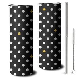 Xchearser Polka Dots Skinny Tumbler, 20oz Stainless Steel Insulated Cup with Lid and Straw, Travel Mug Water Bottle, Gifts for Women