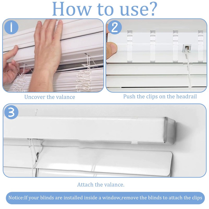 Ymapinc 2.5 Inch Valance Clips for Blinds, 6Pcs Clear Plastic