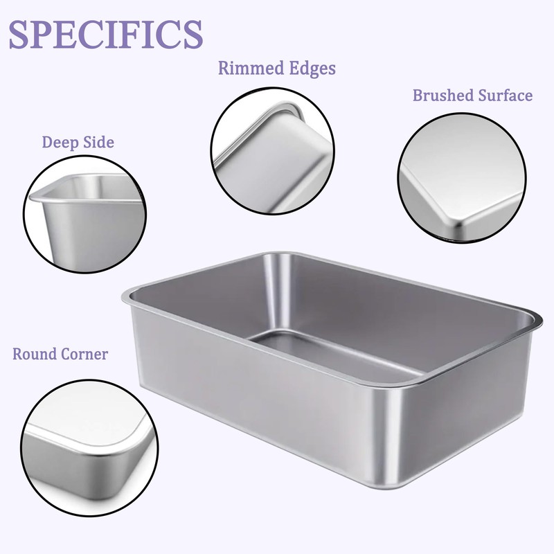 Vayinana Top Entry Stainless Steel Litter Box with High Sided