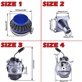New Olym 2 Stroke Carb Racing Carburetor 49cc 50cc 66cc 70cc 80cc with Air Filter for 2 Stroke Engine Gas Motor Motorized Moto Bike Bicycle Scooter Moped Dirt Bike Blue