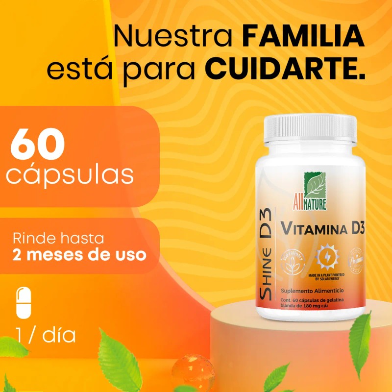 All Nature Vitamina D3 5000 Ui 60 Capsulas Sabor Sin