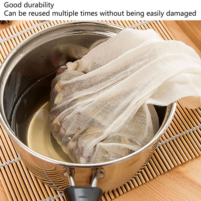12Pcs Reusable Empty Tea Bags Drawstring Spice Cheesecloth Soup Bags