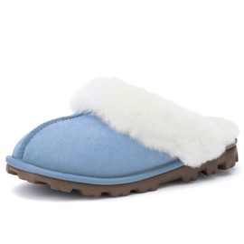 WaySoft Australian Sheepskin Women’s Slippers, 100% Shearling Wool, Hard Sole, Warm Fuzzy Indoor Outdoor