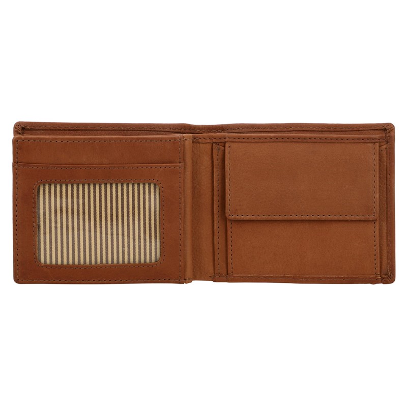 Gusti Foster Men's Leather Wallet RFID Protection Brown Leather, hazelnut,