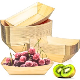 MotBach 50 Pack 1Lb Paper Food Boat Trays Disposable Paper Boat Plates Containers, Kraft Food Serving Trays Boats Baskets Bowls for Snack Fries Popcorn BBQ Hot Dog Burger Sandwich Dessert Taco Nacho