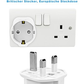 Pack of 2 Travel Adapters – EU to UK Plug Adapter for England, Scotland, Ireland, Dubai, Maldives – Type G Travel Plug with Secure Fit – Socket Converter for European to British Outlets – Ideal for Travel Use