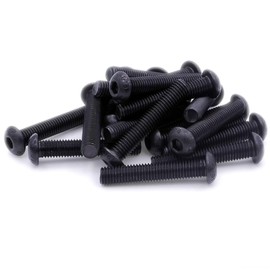 M6 (6mm x 35mm) Hex Socket Button Machine Screw (Bolt) - Black Steel (Pack of 20)