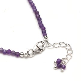 GemInspire 925 Sterling Silver Full Beaded Adjustable Bracelet For Women, Amethyst Natural Gemstone Beads Dainty Bracelet, February Birthstone Gift, Gemstone Jewelry (Amethyst)