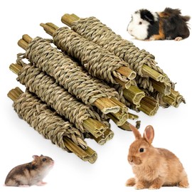 Fhiny 12 PCS Rabbit Chew Sticks, Natural Papaya Wood Seagrass Guinea Pig Chew Toys for Teeth Small Animal Molar Sticks Snacks for Bunny Guinea Pig Chinchilla Ferret Hamster Gerbil Dental Care