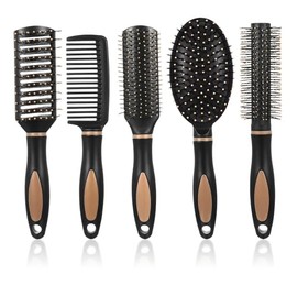 5 Pcs Anti Tangle Hair Brush Sets for Women Men, Detangling Brushes, Paddle Brush Set, Hairbrush Set, Anti Static Vent Hair Combs for Women Men, Wet & Curly Hairs, Salon & Home Supplies