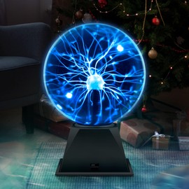 Flashmen Plasma Ball Lamp 6 inch Science Toy Touch & Sound Sensitive Plasma Globe Extra Large Lightning Ball for Kid Teen Bedroom Decor Lamp Novelty Toy Present (Blue)